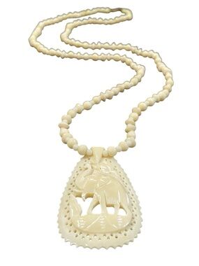 Vintage Miriam Haskell Beaded Elephant Teardrop Necklace